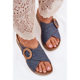 Frauenkeile mit einem dekorativen Inblu Rv000012 Blue Schnalle Blau 6