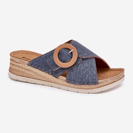 Frauenkeile mit einem dekorativen Inblu Rv000012 Blue Schnalle Blau 4