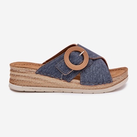Frauenkeile mit einem dekorativen Inblu Rv000012 Blue Schnalle Blau 8
