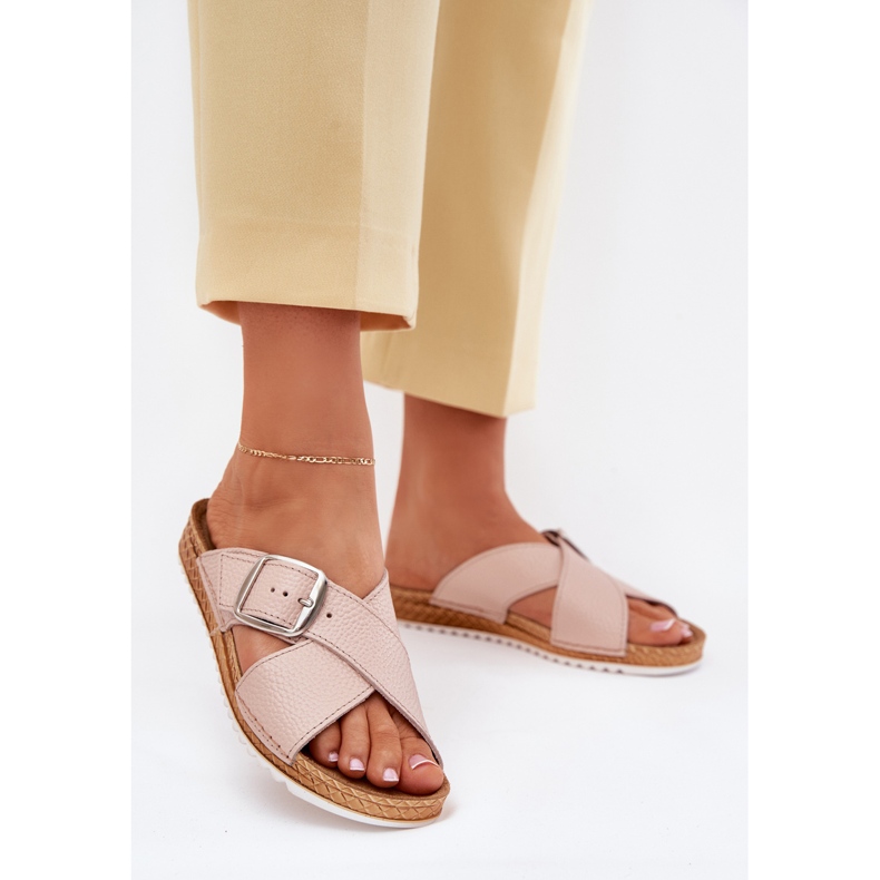 Damen -Leder -Hausschuhe mit Inblu Vo0004gu Schnallenrosa 2