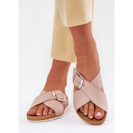 Damen -Leder -Hausschuhe mit Inblu Vo0004gu Schnallenrosa 3