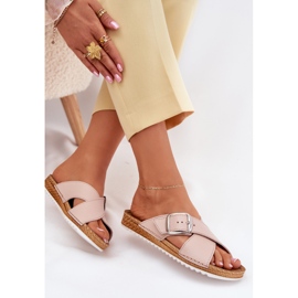 Damen -Leder -Hausschuhe mit Inblu Vo0004gu Schnallenrosa 5