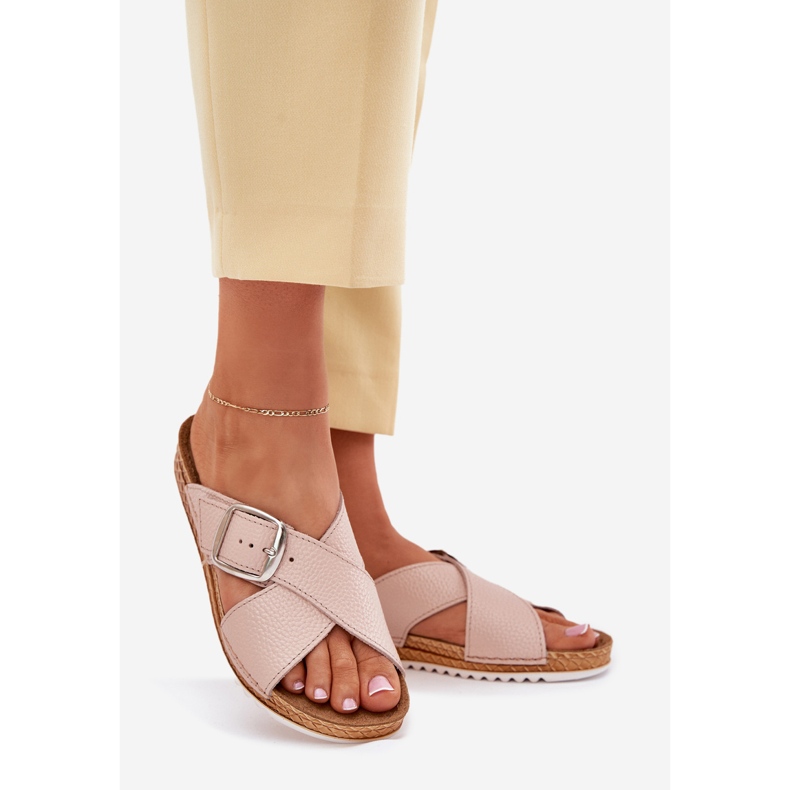 Damen -Leder -Hausschuhe mit Inblu Vo0004gu Schnallenrosa 1