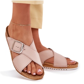Damen -Leder -Hausschuhe mit Inblu Vo0004gu Schnallenrosa 9