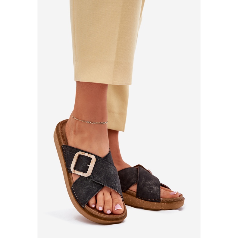 Inblu Damenflip flops mit inblau ed000025 schwarzer schnalle 1