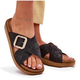 Inblu Damenflip flops mit inblau ed000025 schwarzer schnalle 8