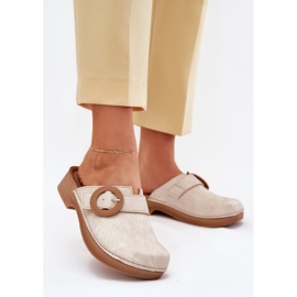 Hausschuhe Frauen Clogs mit Inblu Tf000001 Beige Schnalle 2