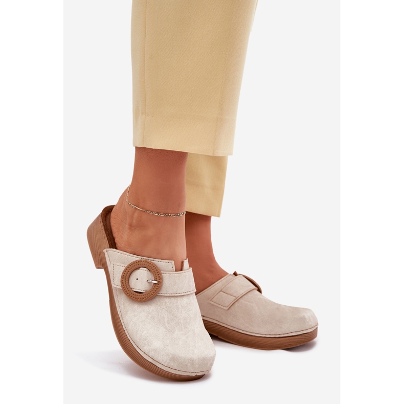 Hausschuhe Frauen Clogs mit Inblu Tf000001 Beige Schnalle 1