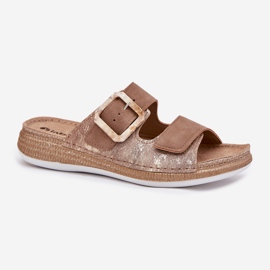 Damenflip Flops mit Schnalle und Klettverschluss inblu mk000013 braun 4