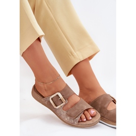 Damenflip Flops mit Schnalle und Klettverschluss inblu mk000013 braun 5
