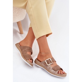 Damenflip Flops mit Schnalle und Klettverschluss inblu mk000013 braun 6