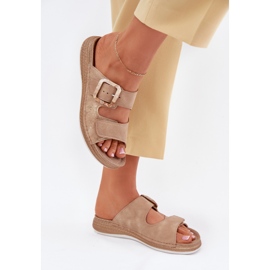 Inblu Damenflip Flops mit Schnalle und Klettverschluss in Blu Mk000013 Beige 3