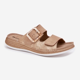 Inblu Damenflip Flops mit Schnalle und Klettverschluss in Blu Mk000013 Beige 4
