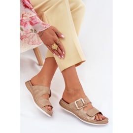 Inblu Damenflip Flops mit Schnalle und Klettverschluss in Blu Mk000013 Beige 5