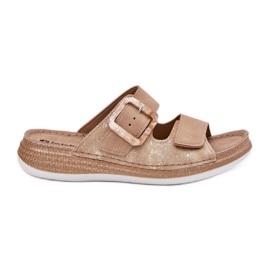 Inblu Damenflip Flops mit Schnalle und Klettverschluss in Blu Mk000013 Beige 6