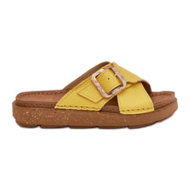 Inblu Damenlederflip flops mit inblau ed0003iu gelb 7