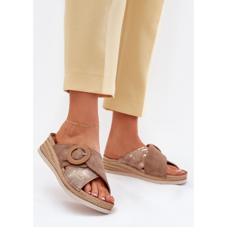 Frauenkeile mit einem dekorativen Inblu Rv000012 Brown. braun 2