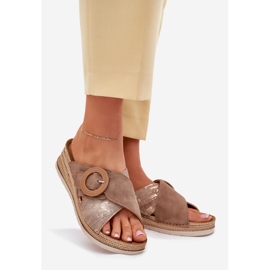 Frauenkeile mit einem dekorativen Inblu Rv000012 Brown. braun 1