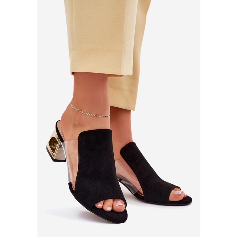 Damenflip Flops auf dem goldenen Pfosten Schwarz 1