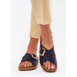 Inblu Damenlederzehenstegsandalen mit inblau ed0003iu dunkelblau 3