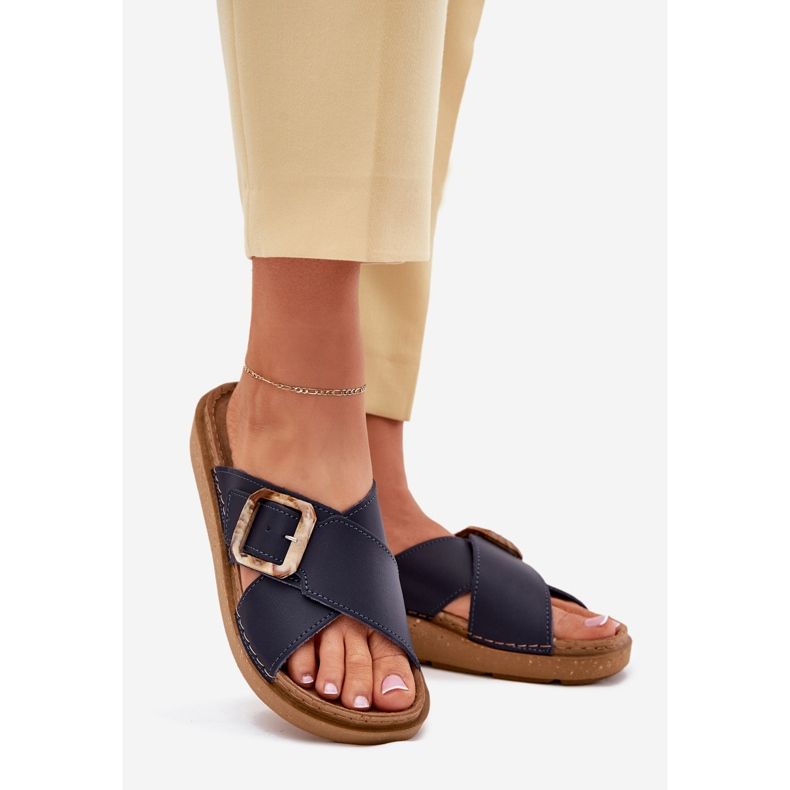 Inblu Damenlederflip Flops mit inblau ed0003iu dunkelblau 1