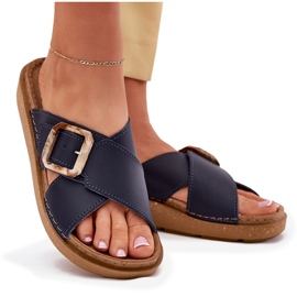 Inblu Damenlederzehenstegsandalen mit inblau ed0003iu dunkelblau 7