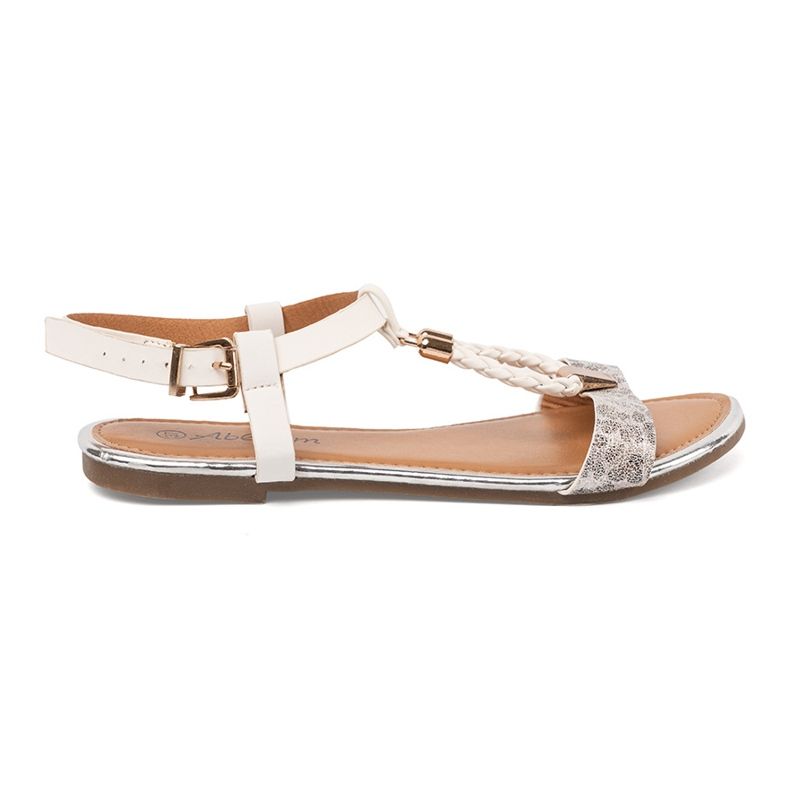 Weiße und silberne Sandalen mit goldenen Dekorationen mehrfarbig 1