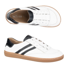 Turnschuhe barfuß Frauen Kaia Olivier weiße Lederschuhe mit Schwarz 8