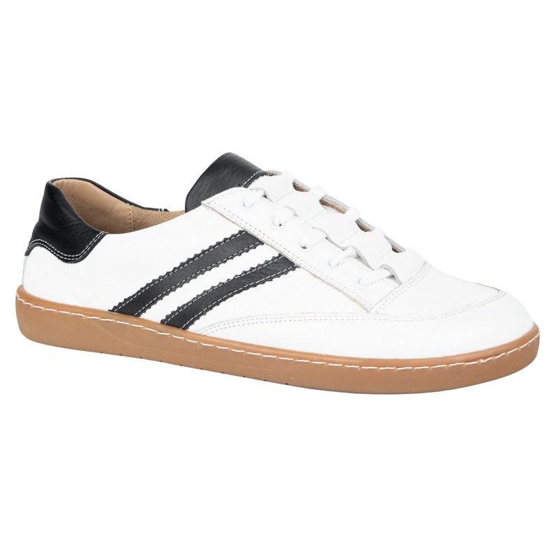 Turnschuhe barfuß Frauen Kaia Olivier weiße Lederschuhe mit Schwarz 1