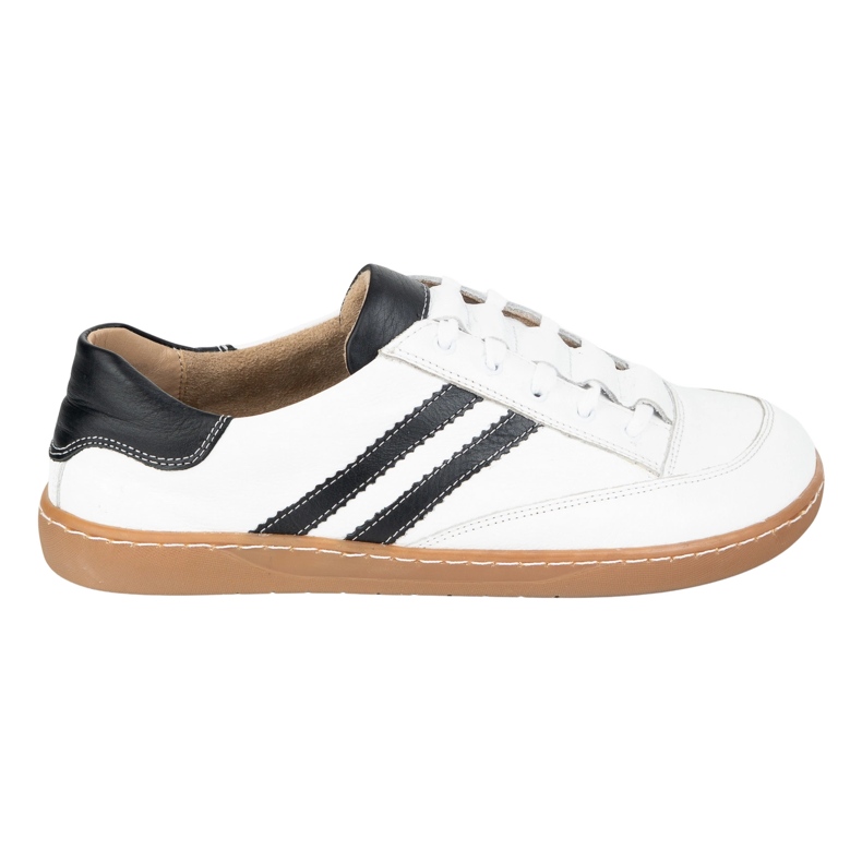 Turnschuhe barfuß Frauen Kaia Olivier weiße Lederschuhe mit Schwarz 2