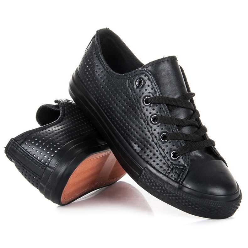 Kylie Durchbrochene Turnschuhe auf der Bindung schwarz 2