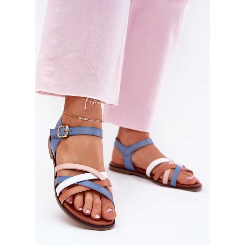 Frauensandalen mit Sergio Leone SK090H Blue Strips blau 2