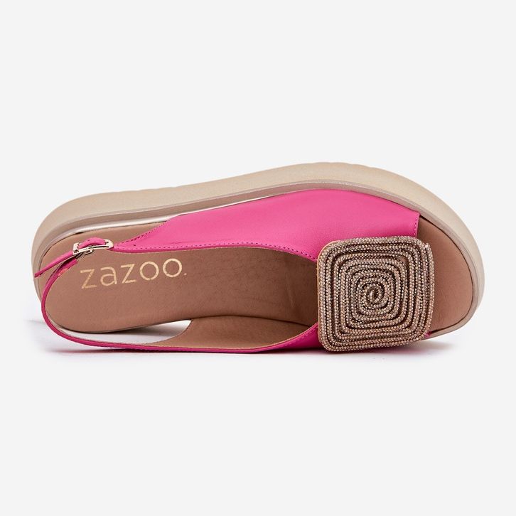 Zazoo 1786 Damen -Ledersandalen für Frauen auf der Plattform mit einem Ornament von Fuchsia rosa 2