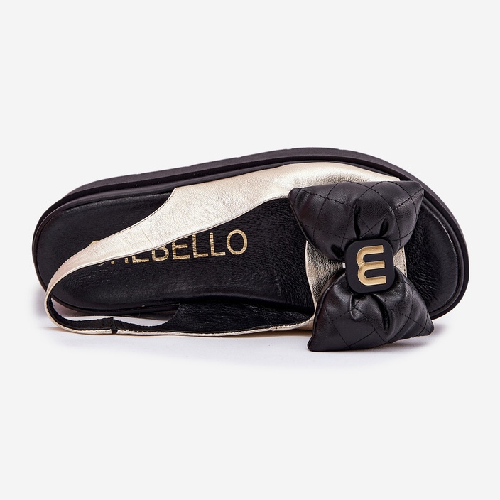 CheBello Damen -Ledersandalen auf der Plattform mit Cheello 4641 Gold und Schwarz golden 2