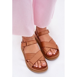 Damen-Ledersandalen auf der Plattform Maciejka L7064-04 Brown braun 5