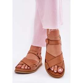 Damen-Ledersandalen auf der Plattform Maciejka L7064-04 Brown braun 3