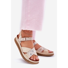 Damen-Ledersandalen für Frauen auf der Maciejka L7064-37 ECRU-Plattform beige 1