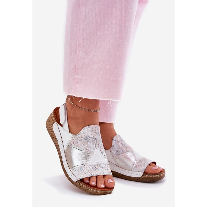 Frauen Ledersandalen mit Keil mit Maciejka Braid L7067-11 Weiß 1