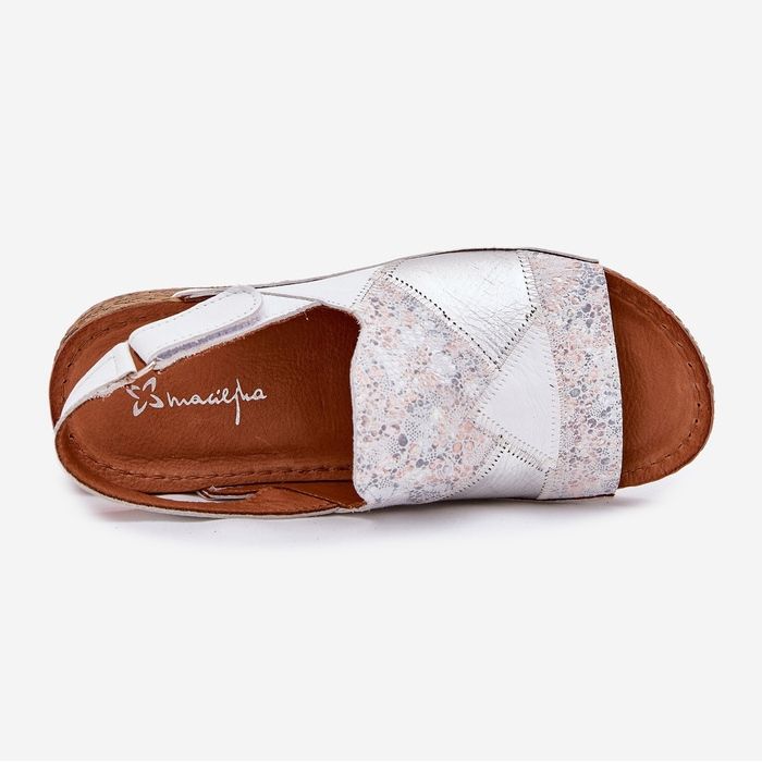 Frauen Ledersandalen mit Keil mit Maciejka Braid L7067-11 Weiß 2