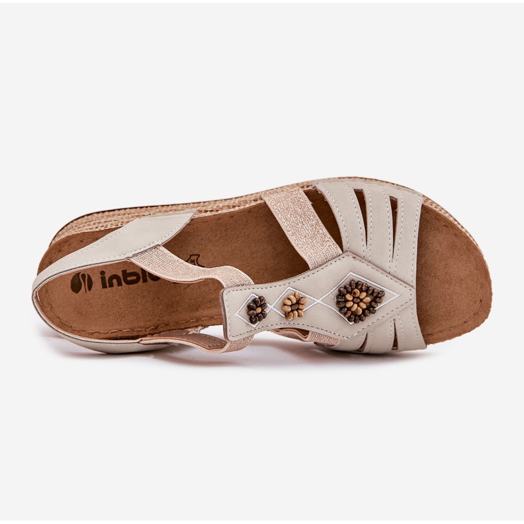 Frauenkeilsandalen mit Inblu Rv000015 Dekorationen beige 2