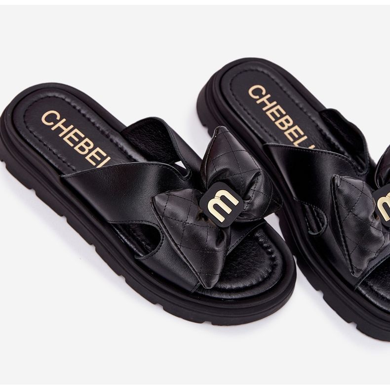 Damen -Leder -Flip -Flops auf der Plattform mit Chebello 4647 Black Bogen schwarz 2