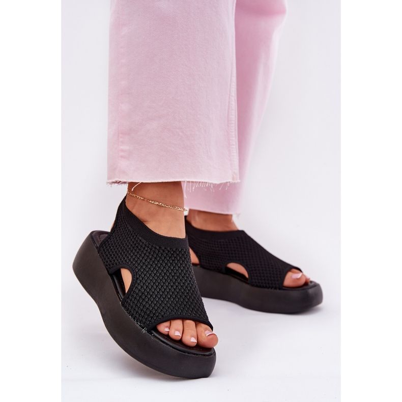 Damen-Plateausandalen Schwarz 2