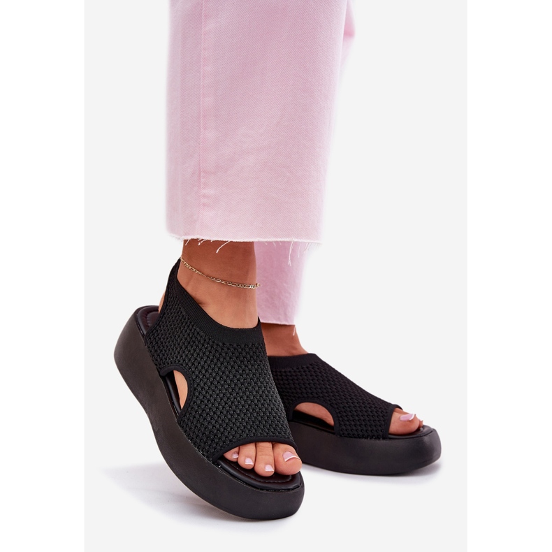 Damen-Plateausandalen Schwarz 1