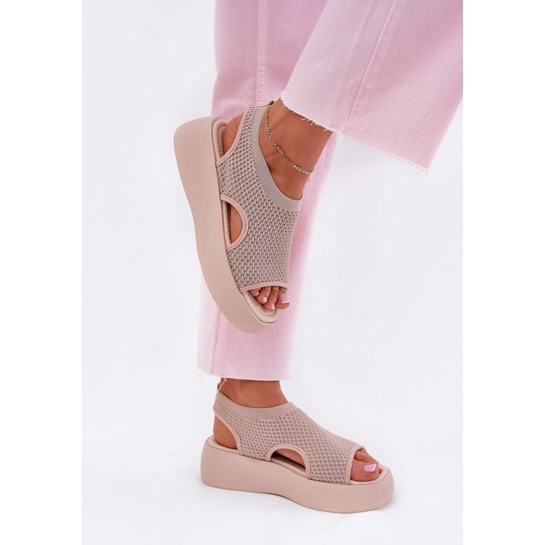 Damen-Plateausandalen, Beige 2