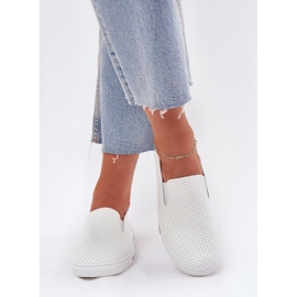 Boto Slip Eco Leder Damen -Sneakers Sneakers mit der Inschrift Białe Zalinne weiß 3