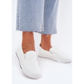 Boto Slip Eco Leder Damen -Sneakers Sneakers mit der Inschrift Białe Zalinne weiß 2