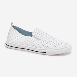 Boto Slip Eco Leder Damen -Sneakers Sneakers mit der Inschrift Białe Zalinne weiß 4