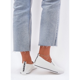 Boto Slip Eco Leder Damen -Sneakers Sneakers mit der Inschrift Białe Zalinne weiß 5