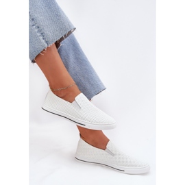 Boto Slip Eco Leder Damen -Sneakers Sneakers mit der Inschrift Białe Zalinne weiß 6