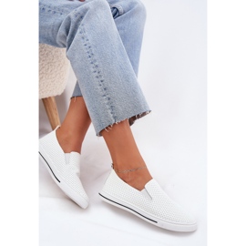 Boto Slip Eco Leder Damen -Sneakers Sneakers mit der Inschrift Białe Zalinne weiß 7